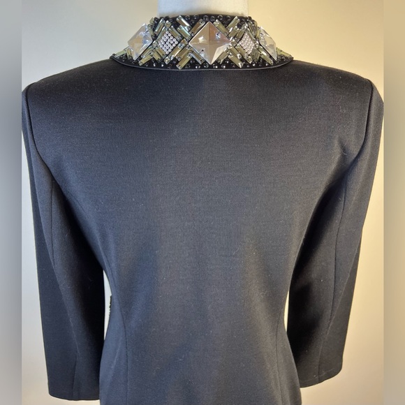 St John Knit Black Jewel Embellished Jacket, Size 8 - Picture 6 of 14